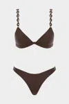 Zimmermann August Diamond Trim Tri Bikini Set In Chocolate