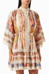 Zimmermann Crochet-trimmed Floral-print Cotton Mini Dress In Multi