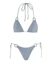 Zimmermann August Lurex Ring Tie Bikini Dusty Blue In Multi