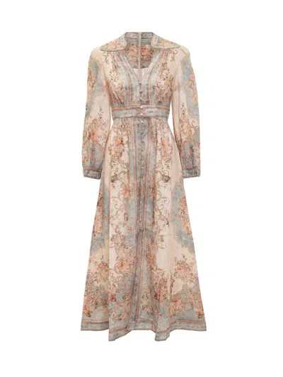 Zimmermann August Plunge Dress In Pink