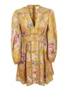 Zimmermann August Plunge Minidress In Multicolour