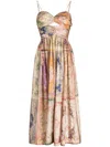 Zimmermann August Strapless Midi Dress In Multi
