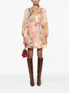 Zimmermann August Wrap Mini Dress In Patch Floral In Multi