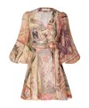 Zimmermann August Wrap Mini Dress In Patch Floral In Nude