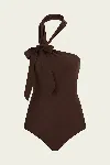 Zimmermann Awake Tie Neck One-piece Swimsuit In Sepia In Brown
