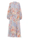 Zimmermann Womens Chambray Floral Billow Long-sleeve Linen Maxi Dress Xxs In Blue