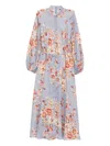 Zimmermann Awaken Billow Floral Midi Dress In Blue