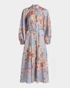 Zimmermann Womens Chambray Floral Billow Long-sleeve Linen Maxi Dress Xxs In Multi