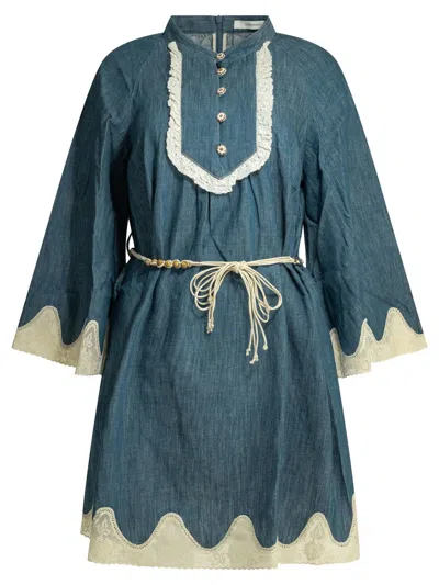 Zimmermann Awaken Blue Cotton Short Dress