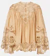 Zimmermann Awaken Broderie Anglaise Cotton Blouse In Brown