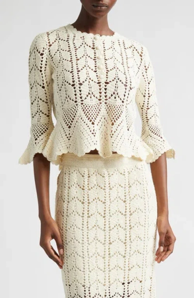 Zimmermann Awaken Lace Crochet Top In Cream In Neutral