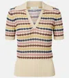 Zimmermann Awaken Striped Cotton-blend Polo Shirt In Black