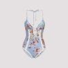 Zimmermann Triangle Bikini Top With Scalloped Trim And Detachable Straps In Blue