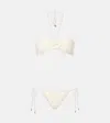 Zimmermann Awaken Embellished Crocheted Cotton Halterneck Bikini In White