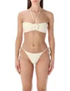 Zimmermann Awaken Crocheted Cotton Flower Bikini In Neutral