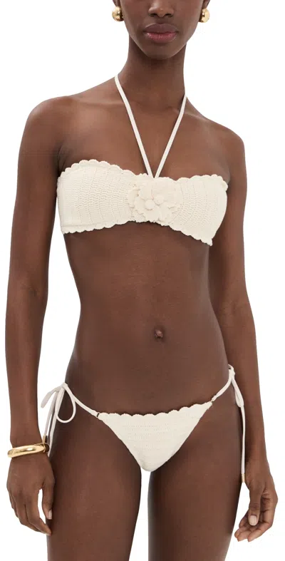 Zimmermann Awaken Crochet Flower Bikini Set Cream In White
