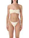Zimmermann Awaken Embellished Crocheted Cotton Halterneck Bikini In White