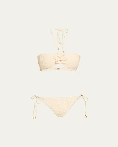 Zimmermann Awaken Crochet Flower Two-piece Swimsuit In Pink