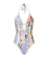 Zimmermann Triangle Bikini Top With Scalloped Trim And Detachable Straps In Pattern