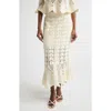 Zimmermann Awaken Lace Crochet Midi Skirt In Cream In White