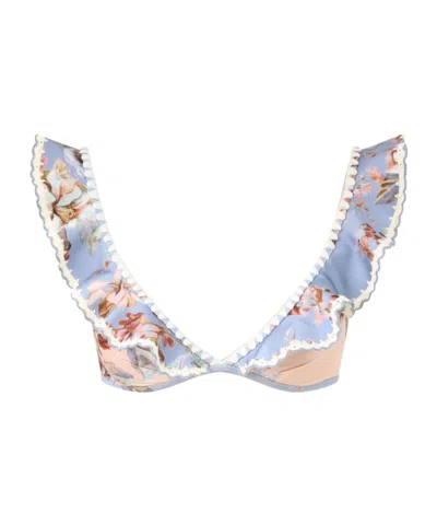 Zimmermann Awaken Crochet Tri Bikini Top In Blue