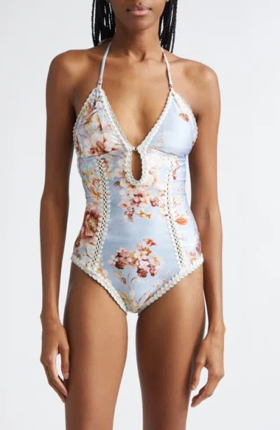 ZIMMERMANN ZIMMERMANN AWAKEN CROCHET TRIM KEYHOLE ONE-PIECE SWIMSUIT