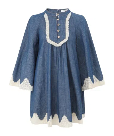 Zimmermann Awaken Denim Mini Dress In Blue