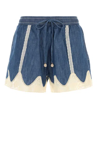 Zimmermann Awaken Denim Shorts In Blue