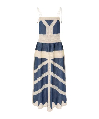Zimmermann Awaken Denim Slip Dress In Blue