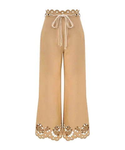 Zimmermann Awaken Embroidered Kick Flare In Yellow