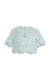 Zimmermann Awaken Embroidered Linen Top In Blue