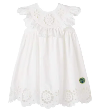 Zimmermann Kids' Awaken Embroidered Scalloped Cotton Dress In White