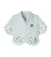 Zimmermann Awaken Embroidered Scalloped Cotton Shirt In Green