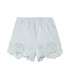Zimmermann Awaken Embroidered Scalloped Cotton Shorts In Green