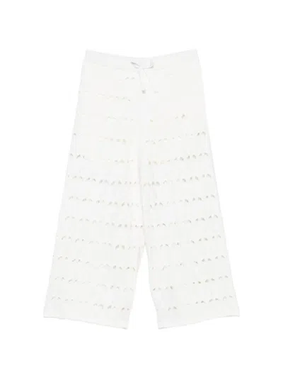 Zimmermann Kids' Awaken Eyelet-detail Drawstring Trousers In White