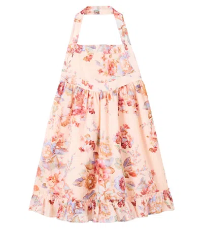 Zimmermann Kids' Awaken Floral Cotton Dress In Pink