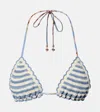 Zimmermann Womens Blue Stripe Awaken Crocheted Triangle Bikini Top In Blue