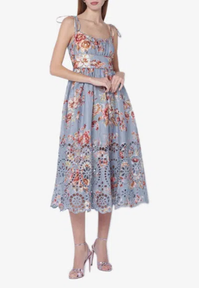 Zimmermann Awaken Floral Print Midi Dress In Multi
