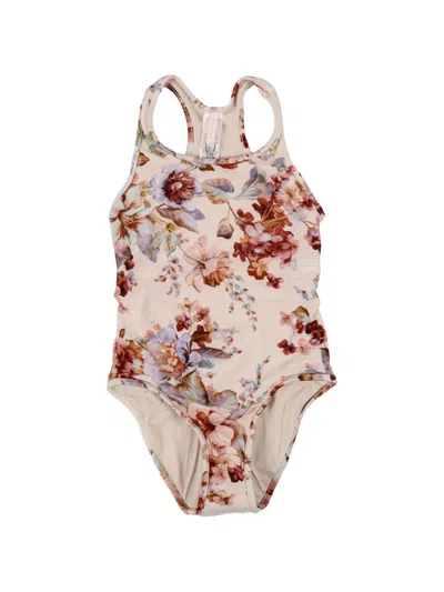 Zimmermann Kids' Awaken Floral-print Swimsuit In Neutral