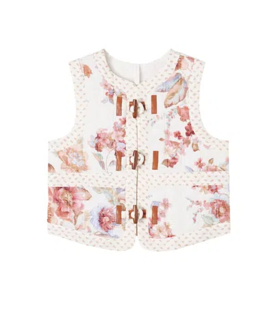 Zimmermann Kids' Awaken Floral Quilted Cotton Vest In Multi