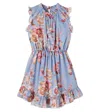 Zimmermann Awaken Floral Ruffled Cotton Dress In Blue
