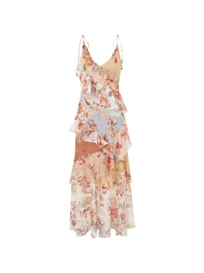 Zimmermann Awaken Frilled Slip Maxi Dress In Pink
