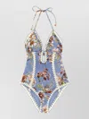 Zimmermann Awaken Halter Neck One Piece Swimsuit In Blue