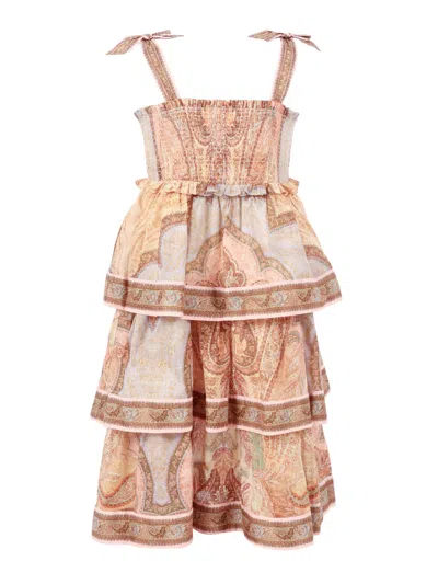 Zimmermann Awaken Kids Tiered Dress In Brown