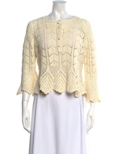 Pre-owned Zimmermann Awaken Lace Crochet Patterned Sweater W/ Tags In Neutrals