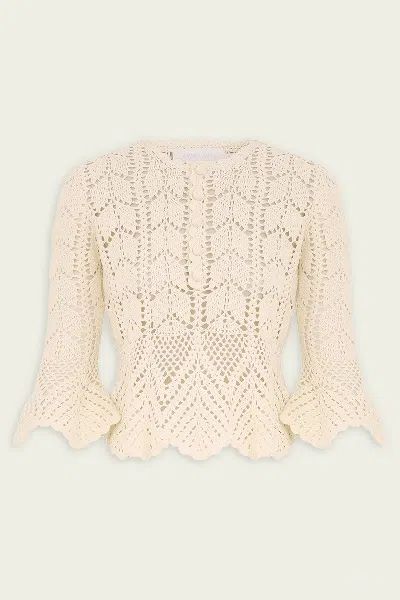 Zimmermann Awaken Scalloped Crocheted Cotton Top In Neutral
