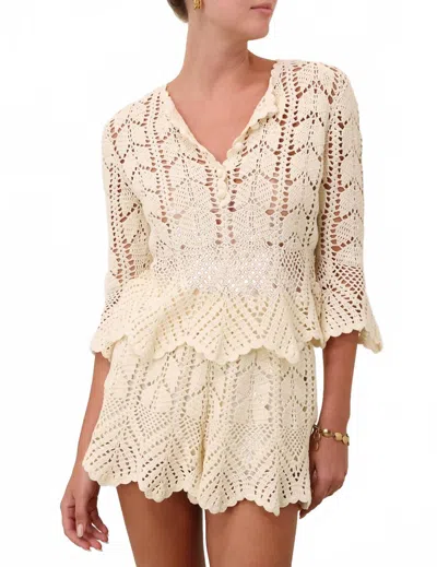 Zimmermann Awaken Lace Crochet Top In Cream In Yellow