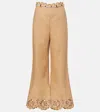 Zimmermann Awaken Linen Cropped Flared Pants In Brown
