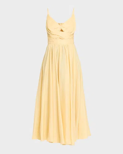 Zimmermann Awaken Linen Midi Dress In Yellow