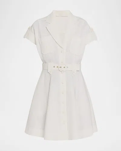 Zimmermann Awaken Linen Mini Shirtdress In White